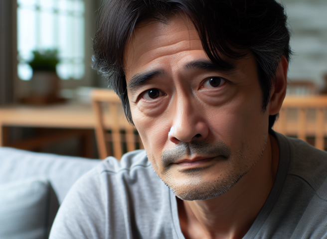 45岁男子想问问以他这样的条件，属于「人生胜利组还是失败组？」。（AI生成图）