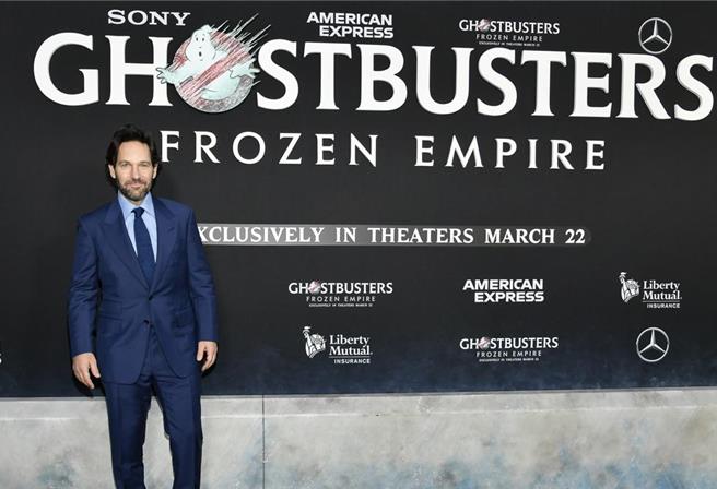 保羅路德出席《魔鬼剋星：冰天凍地》首映會。（美聯社）