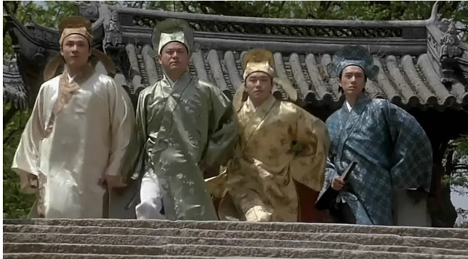 陳百祥（左二）在《唐伯虎點秋香》中表現亮眼。（圖／翻攝自豆瓣電影）