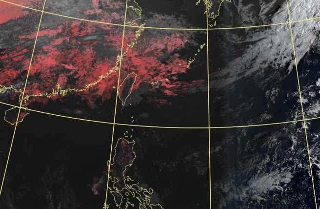 锋面今起接近，本周受冷气团影响先湿后乾，低温探10度以下。（中央气象署提供）