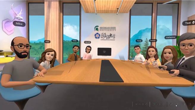 政大与密西根州立大学透过虚拟实境（VR）签订合作备忘录。（政大提供／林志成台北传真）