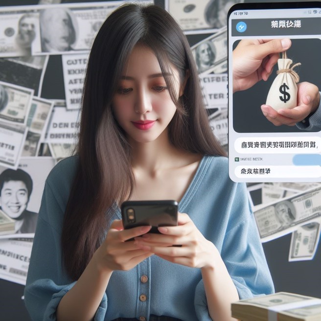 女子与男网友聊天，对方说可以下刺激指令，女说要鉅款，男就已独不回了。（AI生成图）