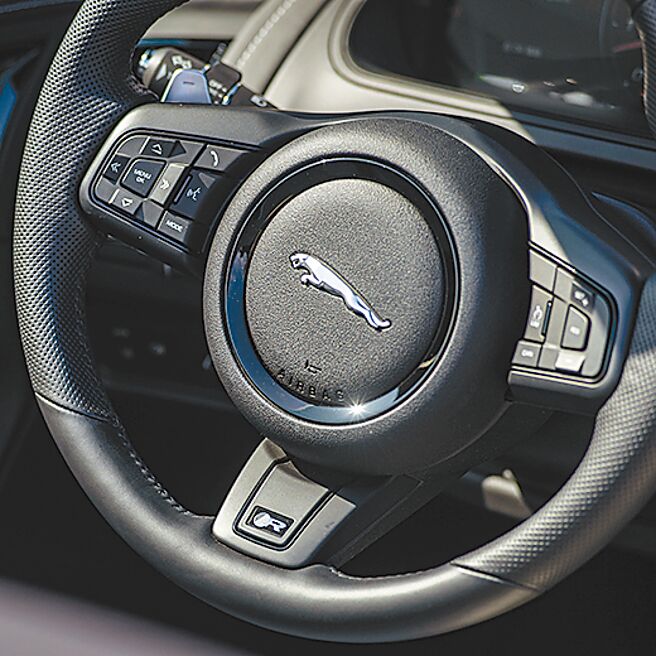 方向盤附專屬黑白「R」飾徽。（陳大任攝）