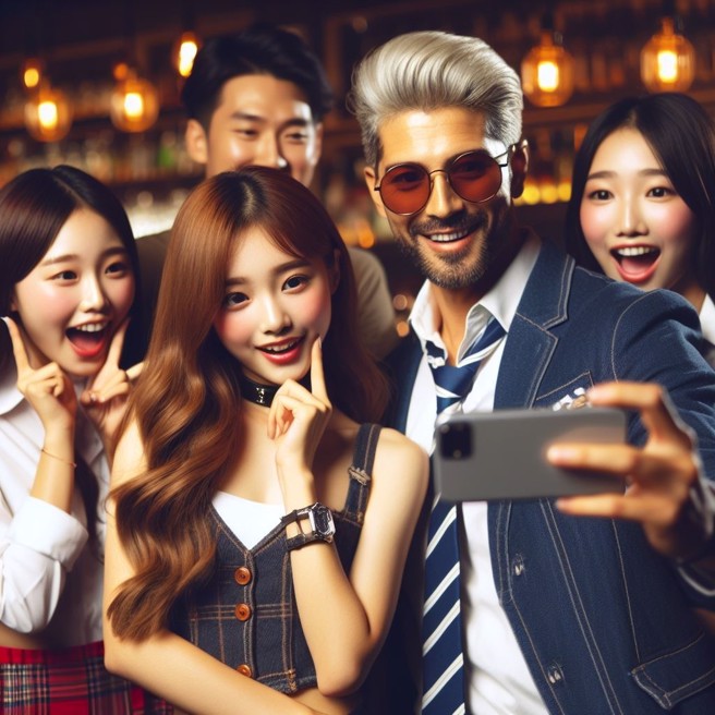 女子表示她朋友拿出与夜店帅大叔的合照，没想到帅大叔居然是她老爸。（AI生成图）