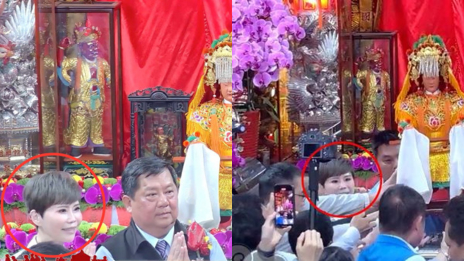 詹雅雯参与妈祖登轿、起驾仪式。（图／翻摄白沙屯拱天宫脸书直播）