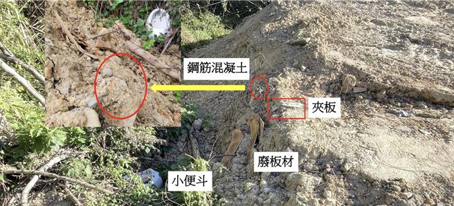 新竹市香山区茄苳里近来频传非法倾倒土方、废弃物，市议员陈建名、刘康彦18日会勘。（刘康彦提供／王惠慧新竹传真）