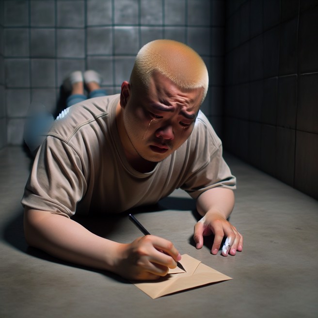 晚安小鸡在柬埔寨监狱中写家书，寄回台给爱婆，遭网友质疑是封求救信。（AI生成图）