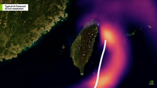 輝達GTC大會出現台灣地圖。（翻攝輝達GTC大會YT頻道）