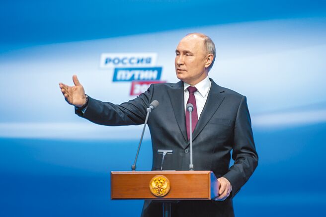 普丁以87％的得票率，无悬念再获6年任期。（新华社）