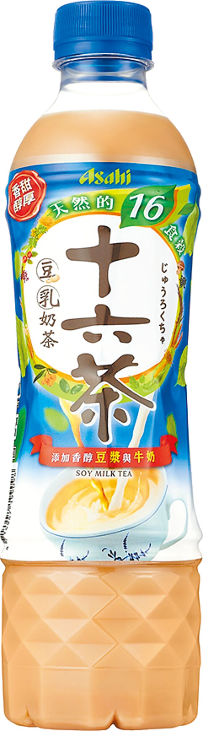 全聯新品十六茶零咖啡因豆乳奶茶，單件31元、兩件46元。（全聯提供）