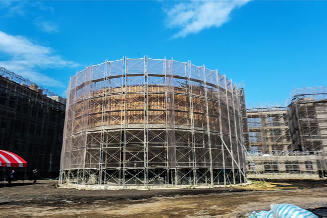 新竹縣立湖口高中遷校第1期工程進度46％，20日進行上樑典禮，預計明年10月完工。（羅浚濱攝）