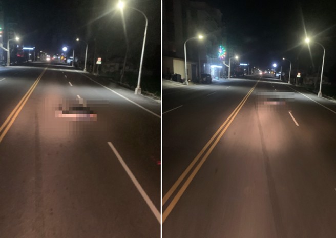 一名貨車司機深夜行經雲林，驚見馬路上有異物，趕緊減速煞車查看。（翻攝爆料公社）