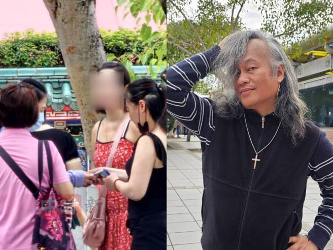 流莺下海接客躲警察，「喷假牙」艺术家林世伟喊话地方政府设置专区。(游定刚拍摄)