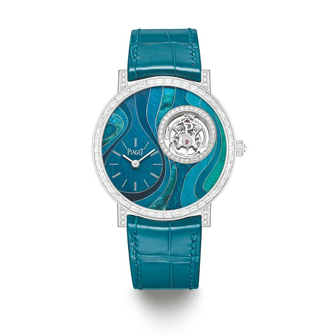 伯爵Metaphoria系列Altiplano Undulata超薄陀飛輪腕表，限量8只，約770萬元。（PIAGET提供）