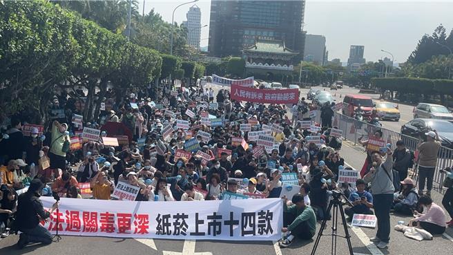 上千民眾前往凯道，抗议菸防法成效不彰。（陈鸿伟翻摄）