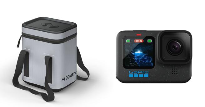 GoPro X Dometic軟式裝備箱10L組，包含HERO12 Black相機、Enduro充電電池、曲面自黏式固定座、固定扣+手轉螺絲、USB-C傳輸線，優惠價1萬5000元。（Yahoo奇摩購物中心提供／古明弘台北傳真）