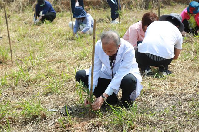 童綜合醫院23日舉辦「童興造林護地球 百人種樹」活動。（陳淑娥攝）