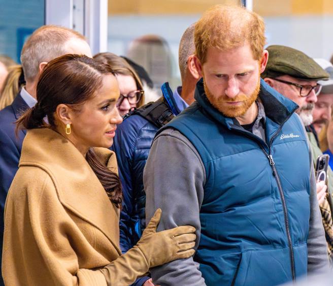 哈利與梅根2024年2月16日在加拿大溫哥華出席活動的資料照。（達志圖庫/TGP）