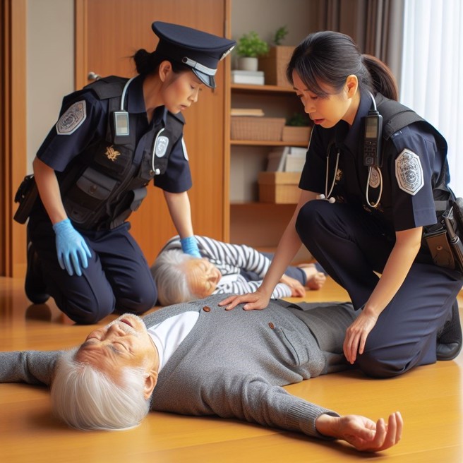 日本一间养老院内，昨天清晨发生2名老翁死亡案件，警方初步判定为谋杀。（AI生成图）