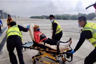 攀南二段最後1日  女滑落邊坡腳骨折直升機送醫