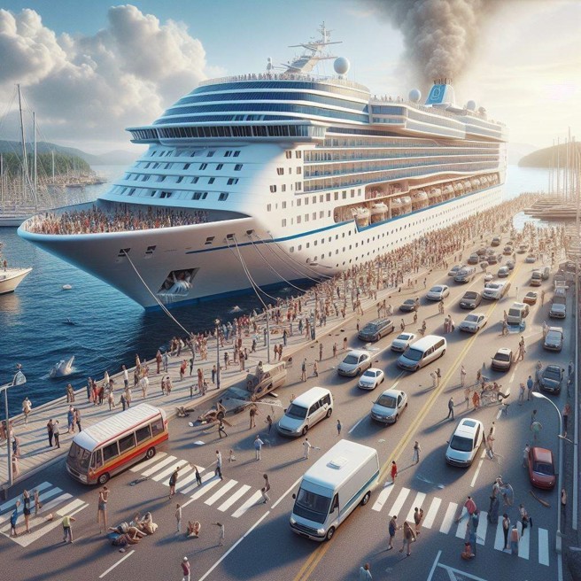 度假遊輪停靠碼頭，突然艙內機械故障外洩高溫蒸氣，2員工被活活蒸死。（AI生成圖）