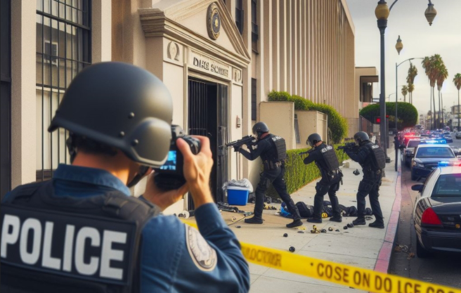美國一名少女突然闖進警局，搶奪警員配槍，雙方發生奪槍扭打，過程中不慎少女自轟身亡。（AI生成圖）