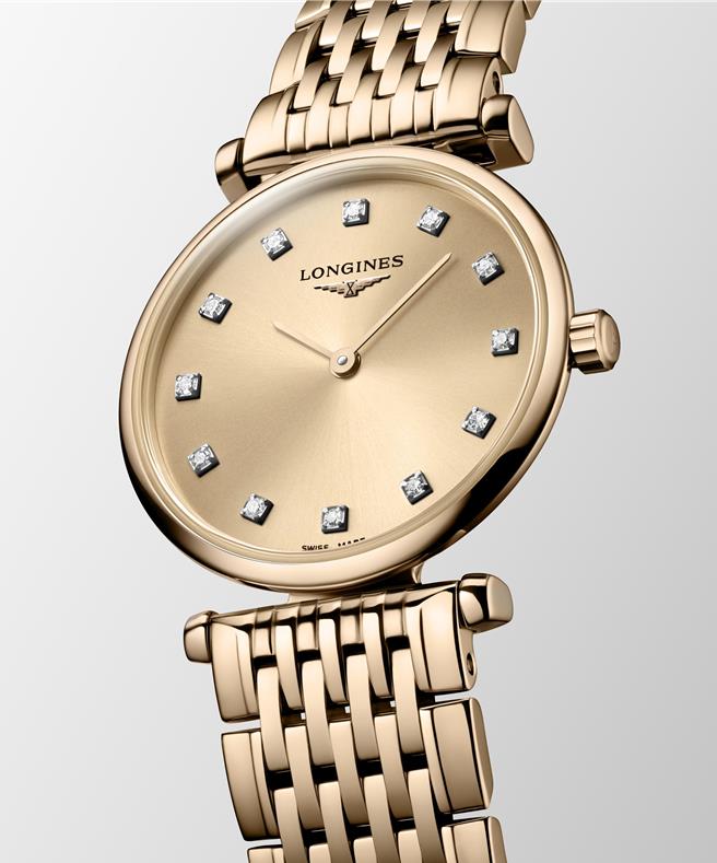 浪琴表嘉嵐系列，以典雅和纖巧的設計深植人心，紅色PVD塗層設計，售價5萬6100元。（Longines提供／黃唯淯台北傳真）