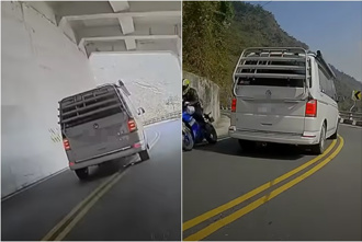 瘋狂廂型車！台24線沿路「跨雙黃線、逆向」險撞機車 下場慘了
