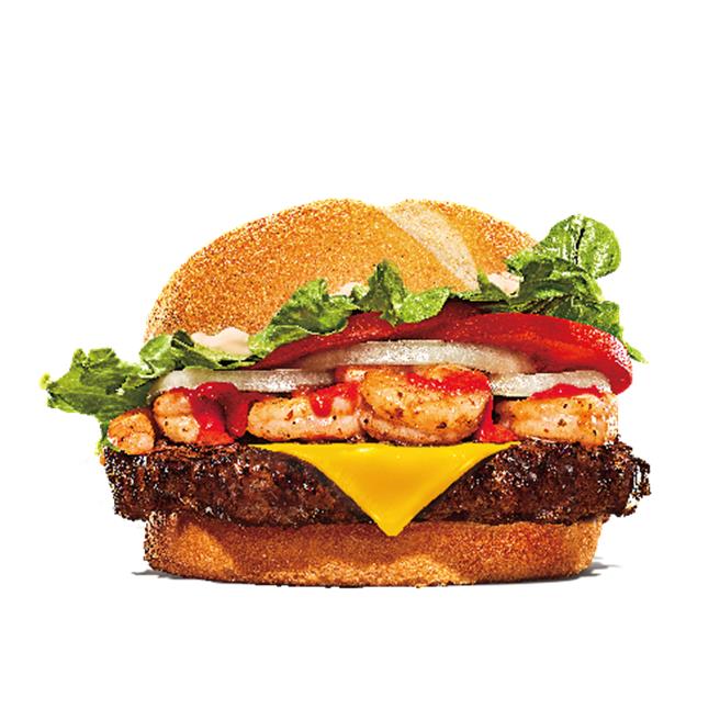 漢堡王「海洋燒蝦安格斯牛肉堡」，單點164元、套餐209元。（漢堡王提供／朱世凱台北傳真）