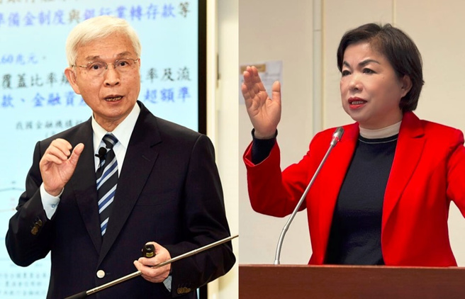 央行总裁说杨金龙(左)说物价会持续往下，蓝委杨琼璎(右)直呼要跟他赌排骨麵。（合成图／顏谦隆摄、杨琼璎办公室提供）