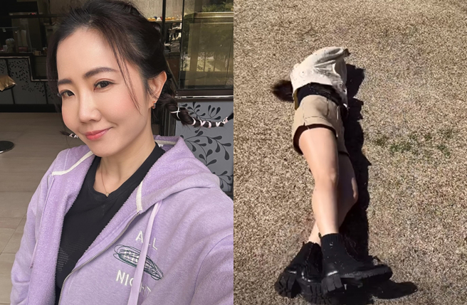 謝忻昨曬出在草皮上翻滾影片。（圖／翻攝自xiexin1127 IG）