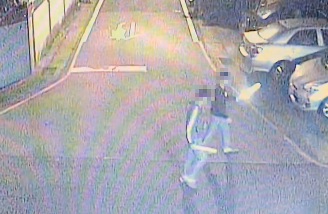 有网友发现自家后门种的树被砍断，看了监视器画面后，竟然有2名疑似国中生的青少年，持西瓜刀到处乱晃挥砍。（图／翻摄自脸书爆怨公社）