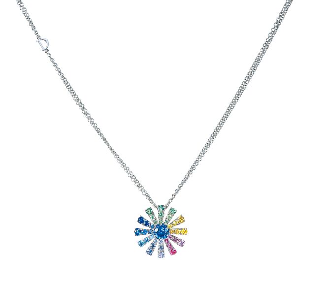 微风广场DAMIANI Margherita玛格丽特18K白金Rainbow彩虹长炼，推荐价35万6000元。（微风提供）