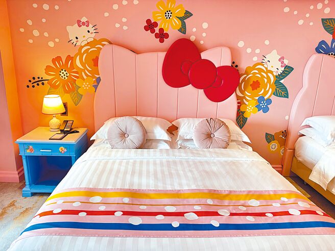 高雄汉来大饭店的三丽鸥主题房充满可爱与童趣氛围，设计别出心裁。（洪秀瑛摄）