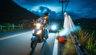 男子暗夜騎車突喊「看到鬼」  下一秒出事！人車跌大水溝