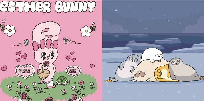 不少艺术家成为此次焦点，左：Esther Bunny艾丝乐小兔、右：Sealook海豹看看都颇受欢迎。（开翔国际提供／黄唯淯台北传真）