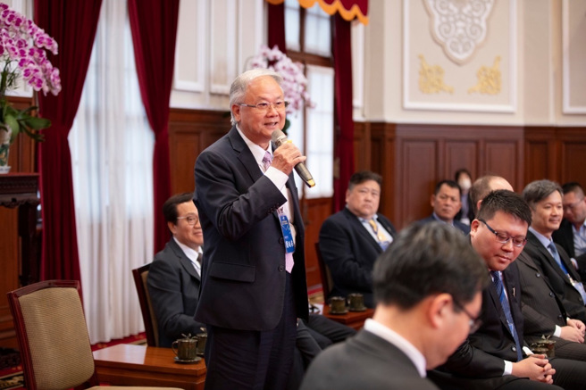 澳門台商聯誼會簡廷在副總會長表示，感謝蔡英文總統推動新南向政策。(照片/亞洲臺商聯合總會提供)