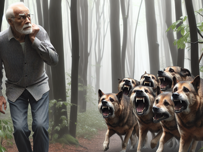 吉林长春1名62岁郭姓男子日前在登山时，遭多只大型狗袭击追咬，导致全身多处受伤。（示意图、与本案无关／AI生成）