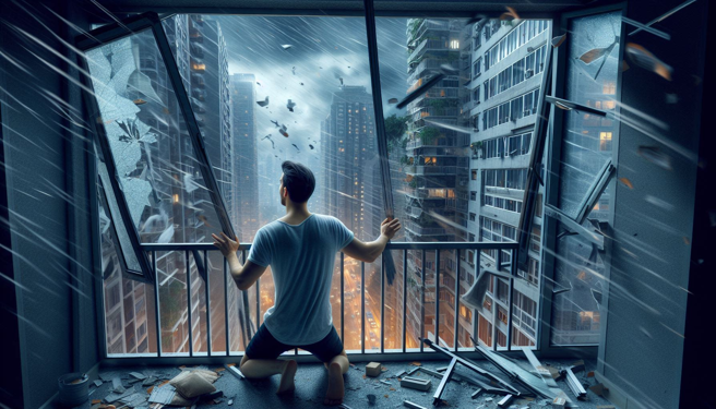 大陆南昌市31号凌晨突然天气骤变，强风暴雨把住户阳台吹垮，强风把人卷出坠楼身亡。（示意图、与本案无关／AI生成）