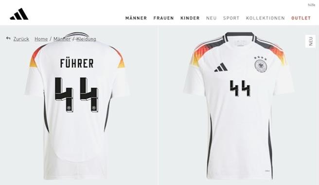 德國國家隊球衣44號很容易讓人聯想到納粹  （摘自X）