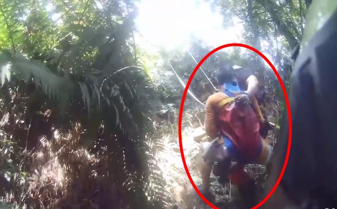 消防队利用绳索将驾驶救出送医。（翻摄画面）