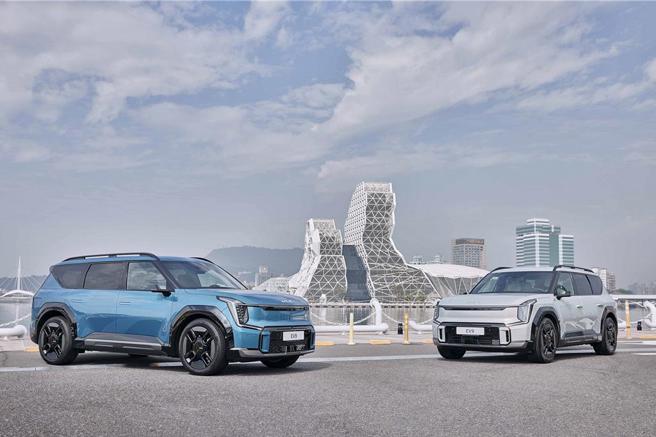 台湾森那美起亚持续强化导入多元新车，图为The Kia EV9全新纯电智慧旗舰LSUV。图／业者提供