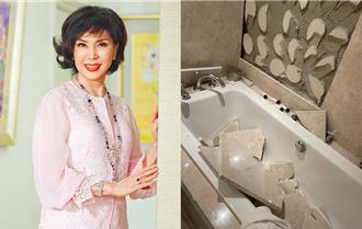 獨／最美麗主持人白嘉莉住25樓「浴室磁磚掉落」慘況曝：好可怕