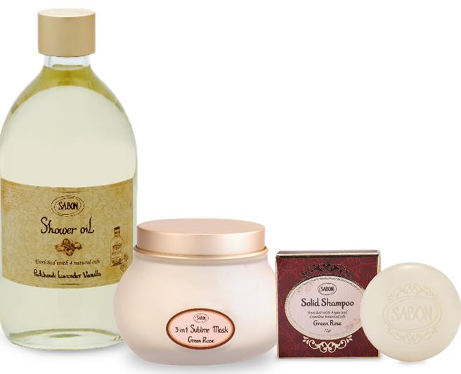 京站的SABON「經典沐浴洗髮柔順組」，原價3540元、特價2980元。（京站提供／朱世凱台北傳真）
