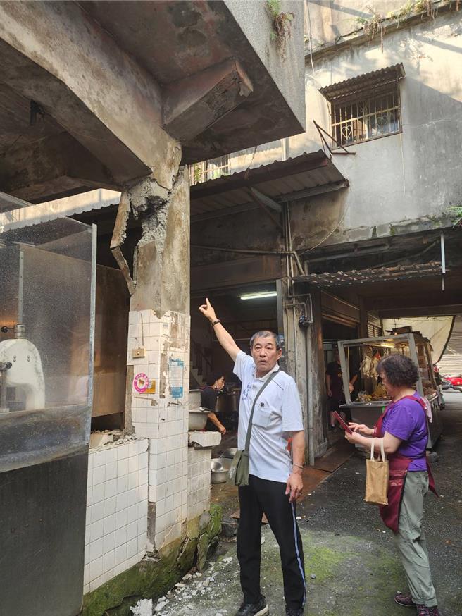 桃园大溪三元市场因结构受损，4户7人需要安置。（大溪区公所提供）