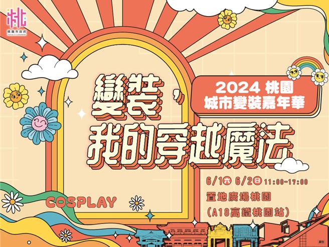 桃園市政府觀光旅遊局長周柏吟穿客家衣為桃園城市變裝嘉年華暖身。(觀旅局提供／蔡依珍桃園傳真)