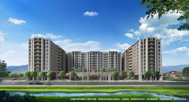 「佳陞丰川」基地距离桃园机捷「A10山鼻站」约300公尺，坐拥航空城利多。外观3D图/业者提供