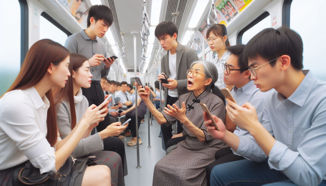 大陸一名無恥大媽，買了火車站票卻硬要霸占座位，被民眾錄影PO網。（示意圖、與本案無關／AI生成）