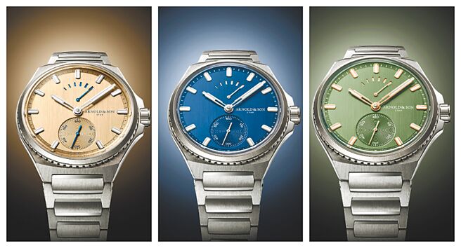 亚诺表推出航海家钛金属（Longitude Titanium）腕表，共有3色，80万1000元至84万2000元。（Arnold & Son提供）