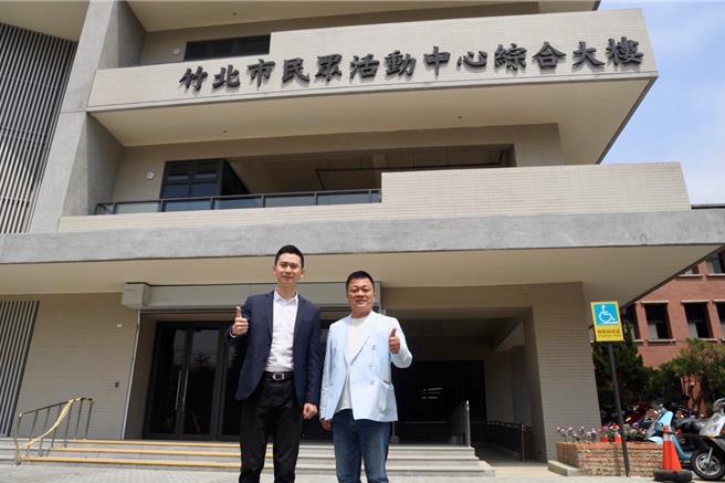 竹北市民眾活动中心综合大楼3月申报主体建筑完工，力拚明年落成启用。（竹北市公所提供／邱立雅竹县传真）